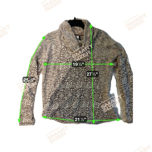 North River Womens Jacquard French Terry Cowl Neck Long Sleeve Shirt Sz L - Picture 3 of 5